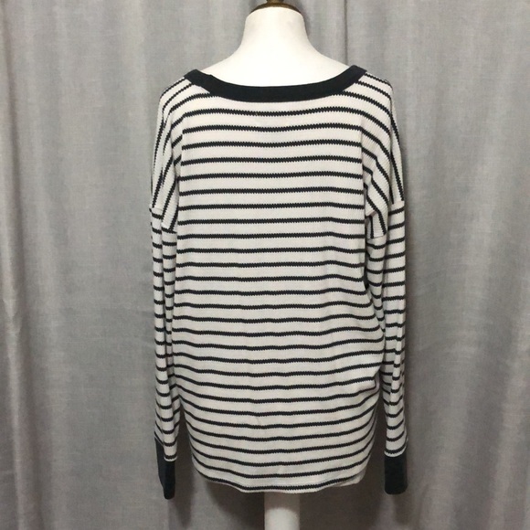 Lou & Grey Striped Thermal LongSleeve-Sz L-Relaxed Boxy Fit-Spruce Green-Cotton - Picture 8 of 14